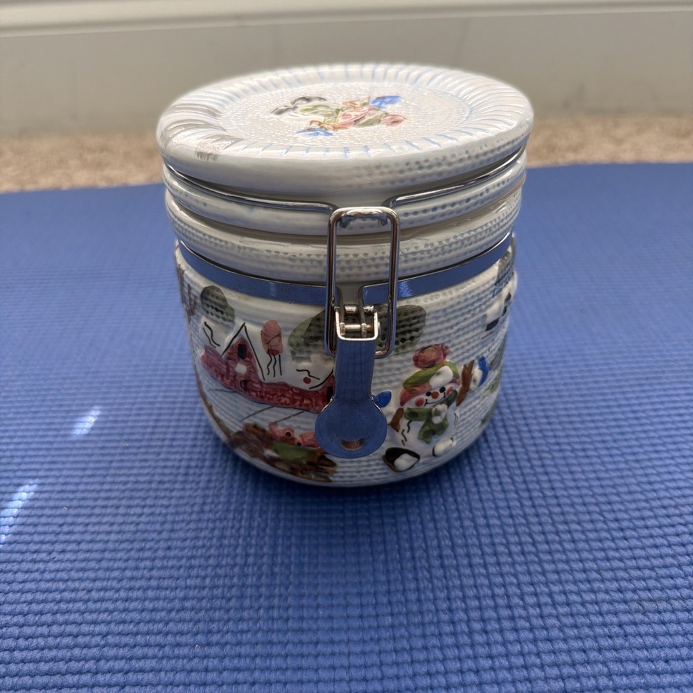 WCL SIGN Snowman Textured Hinged 5" Cookie Jar and Locking Lid Coffee Canister